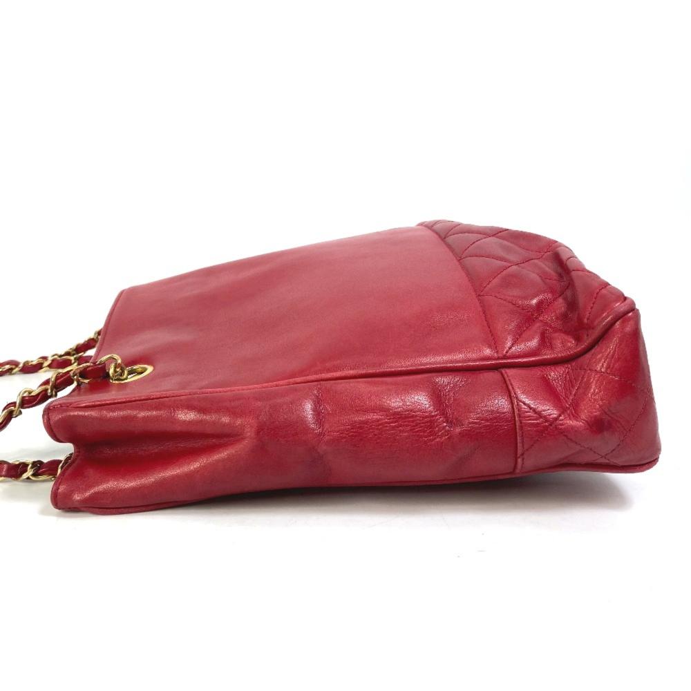 Red Leather Chanel Shoulder Bag