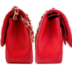 Red Leather Chanel Shoulder Bag