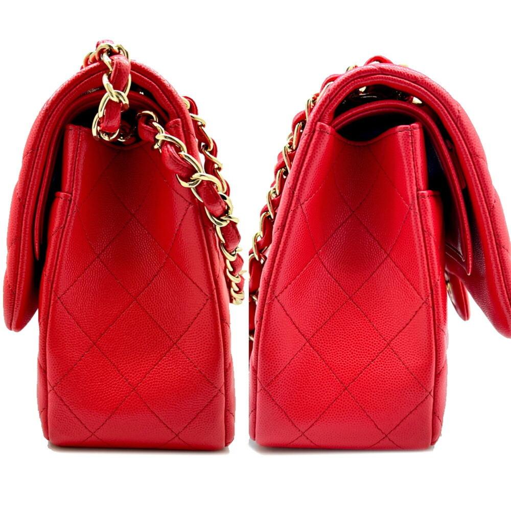 Red Leather Chanel Shoulder Bag