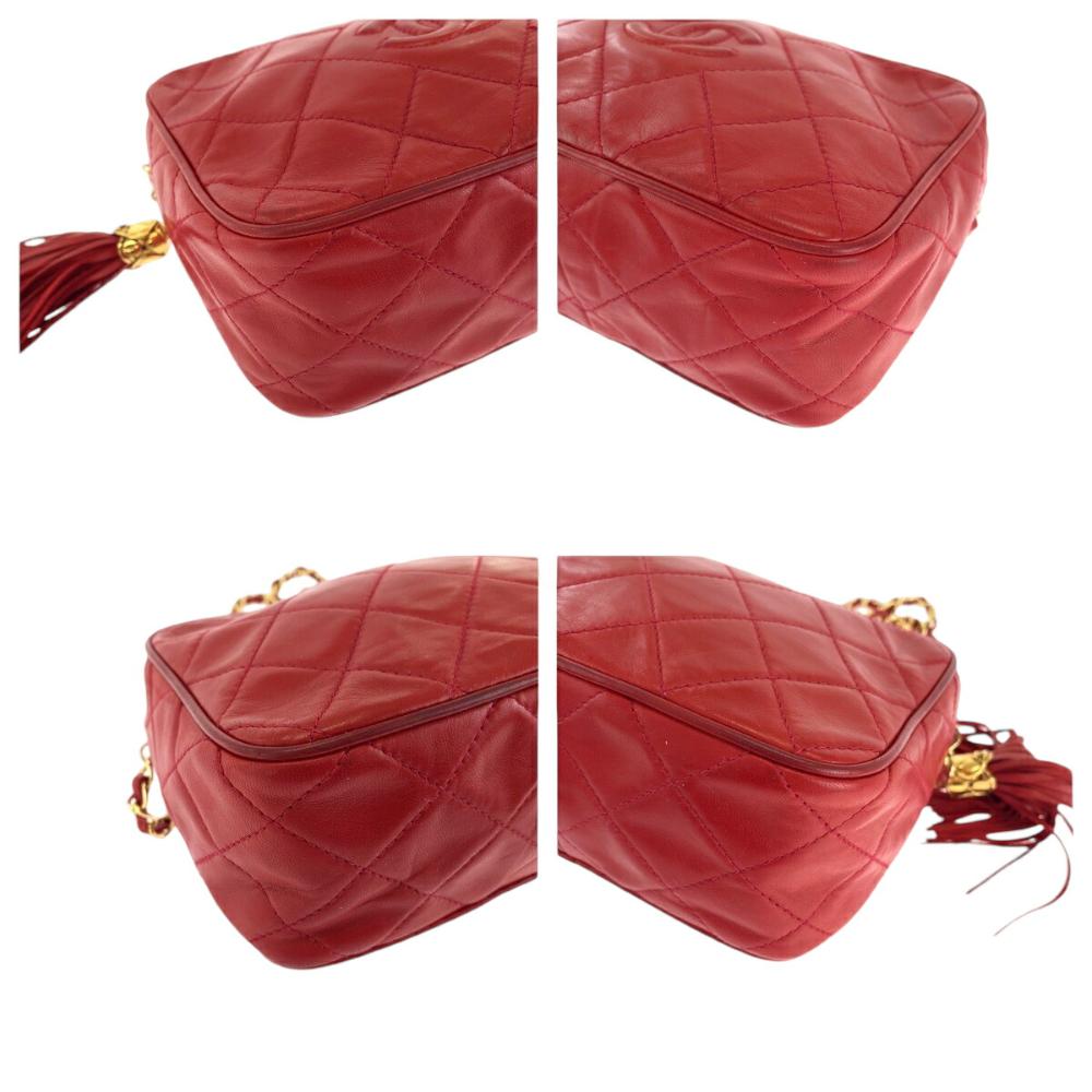 Red Leather Chanel Shoulder Bag