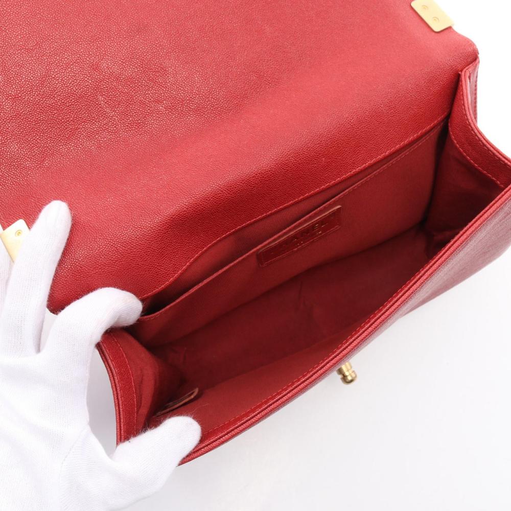 Red Leather Chanel Shoulder Bag
