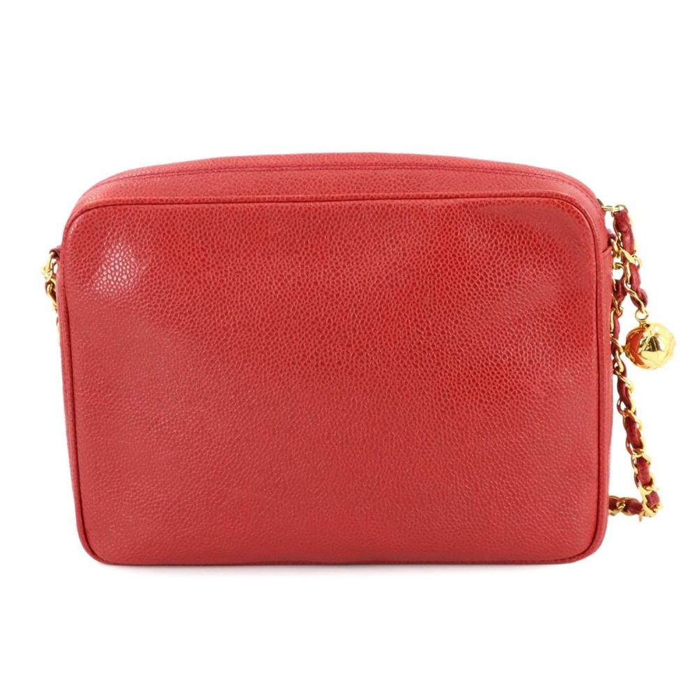 Red Leather Chanel Shoulder Bag