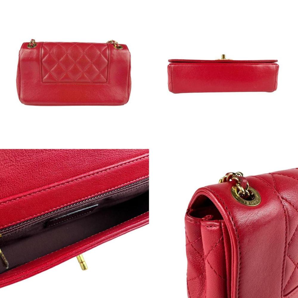 Red Leather Chanel Shoulder Bag
