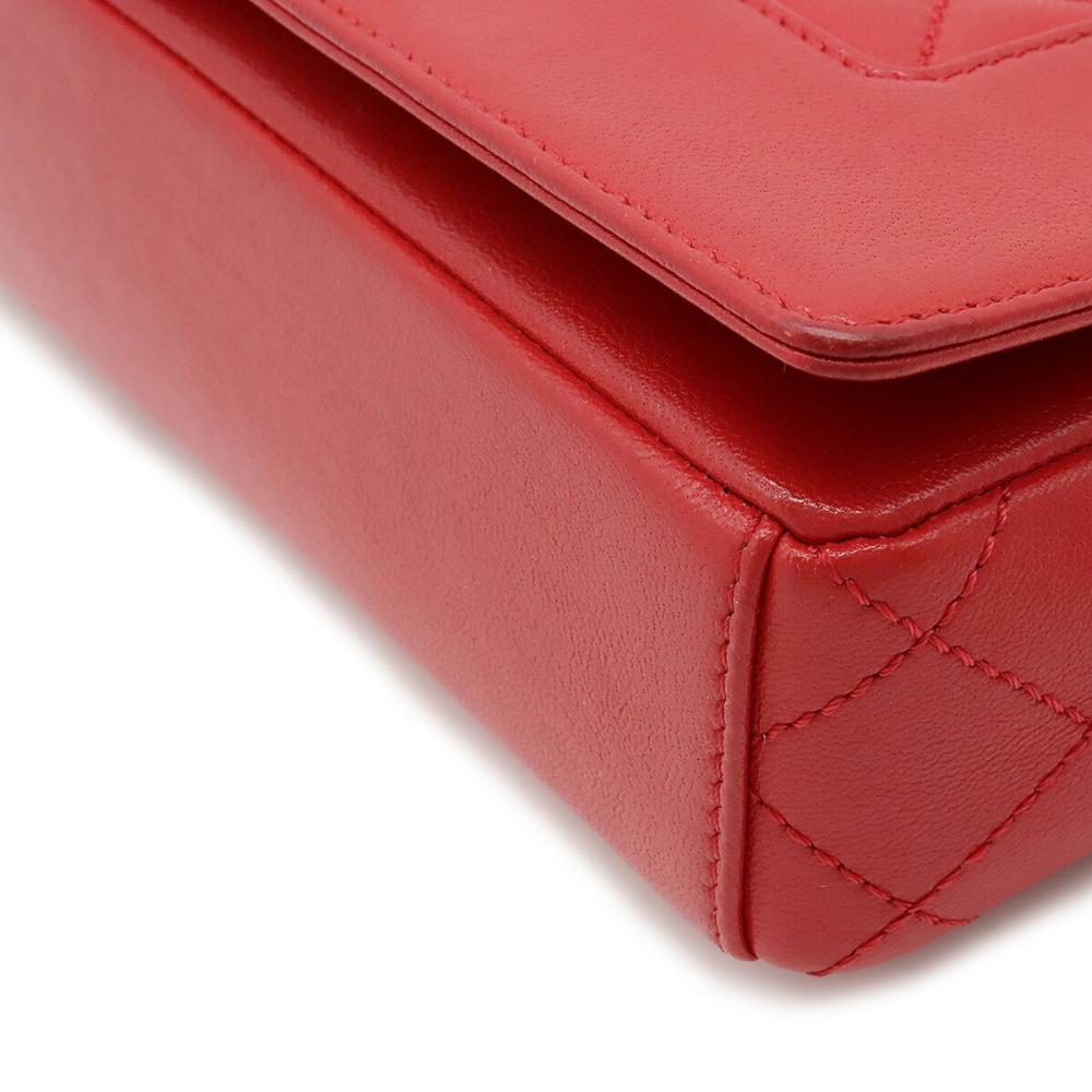 Red Leather Chanel Shoulder Bag