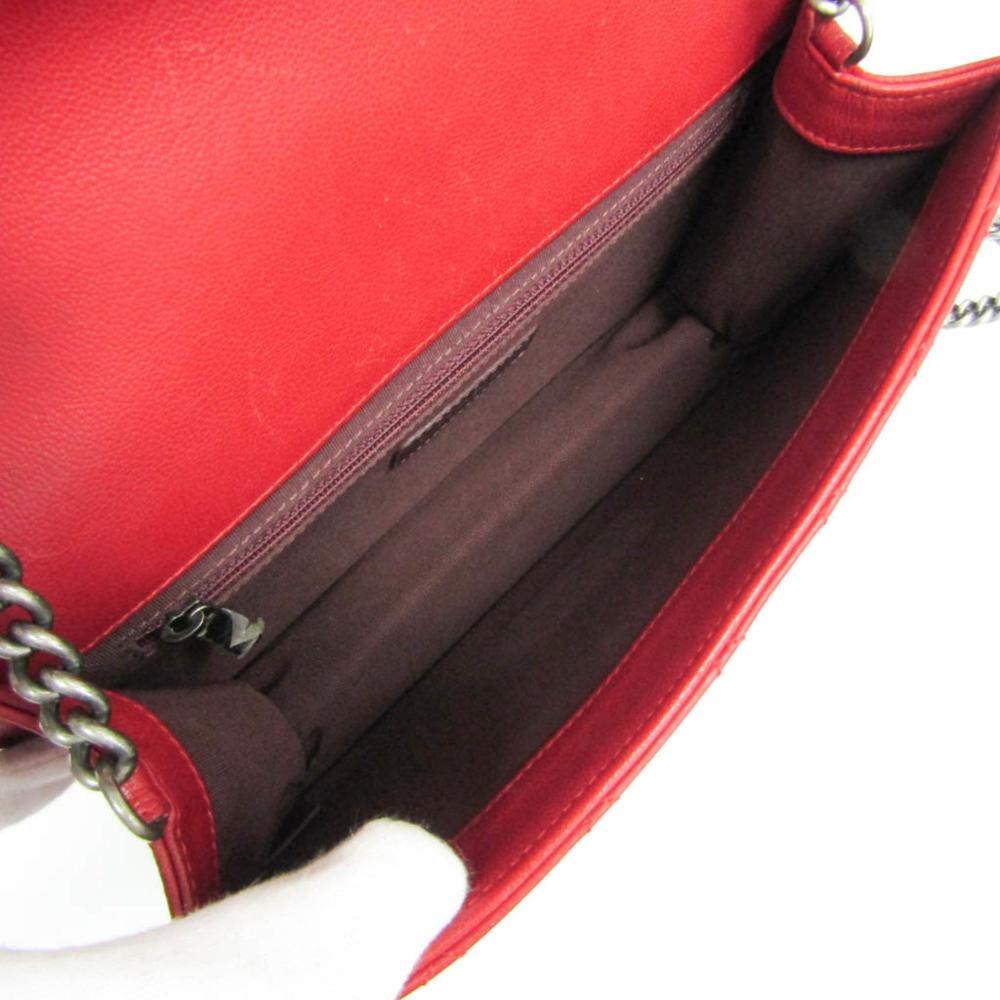 Red Leather Chanel Shoulder Bag