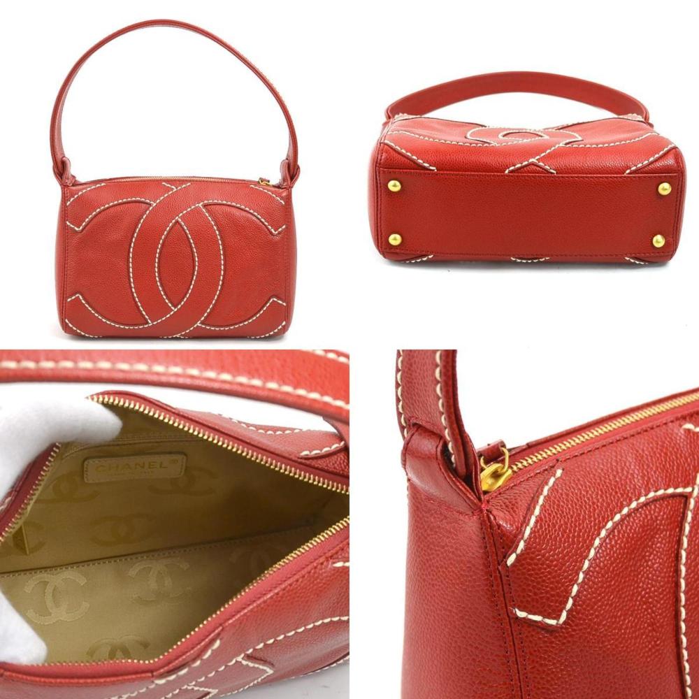 Red Leather Chanel Shoulder Bag