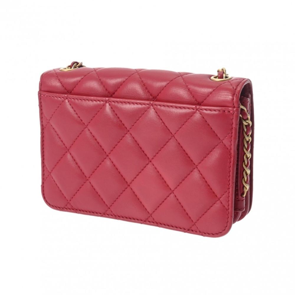 Red Leather Chanel Shoulder Bag