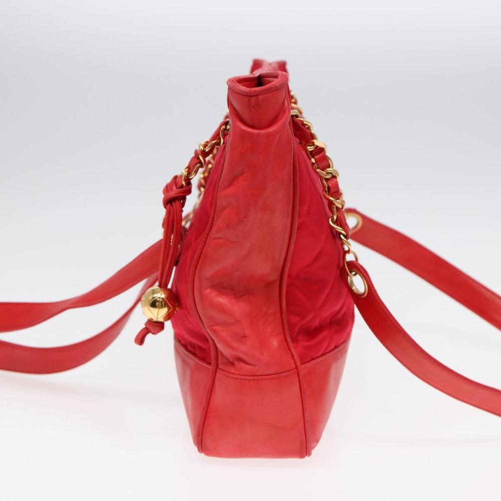 Red Leather Chanel Shoulder Bag