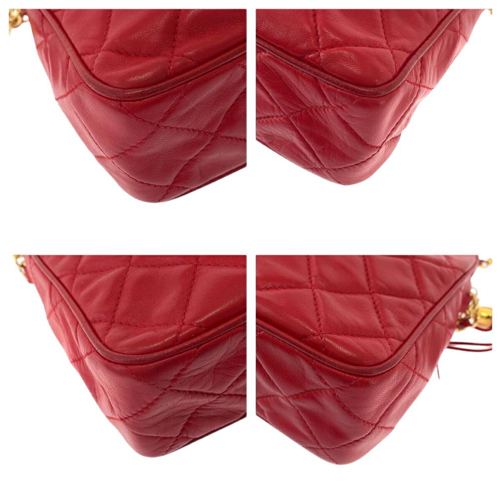 Red Leather Chanel Shoulder Bag