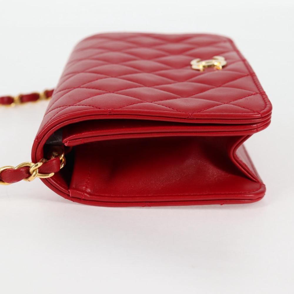 Red Leather Chanel Shoulder Bag