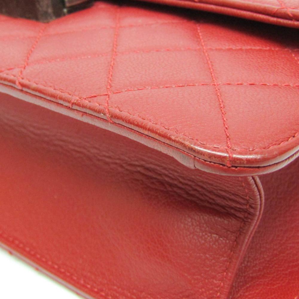 Red Leather Chanel Shoulder Bag
