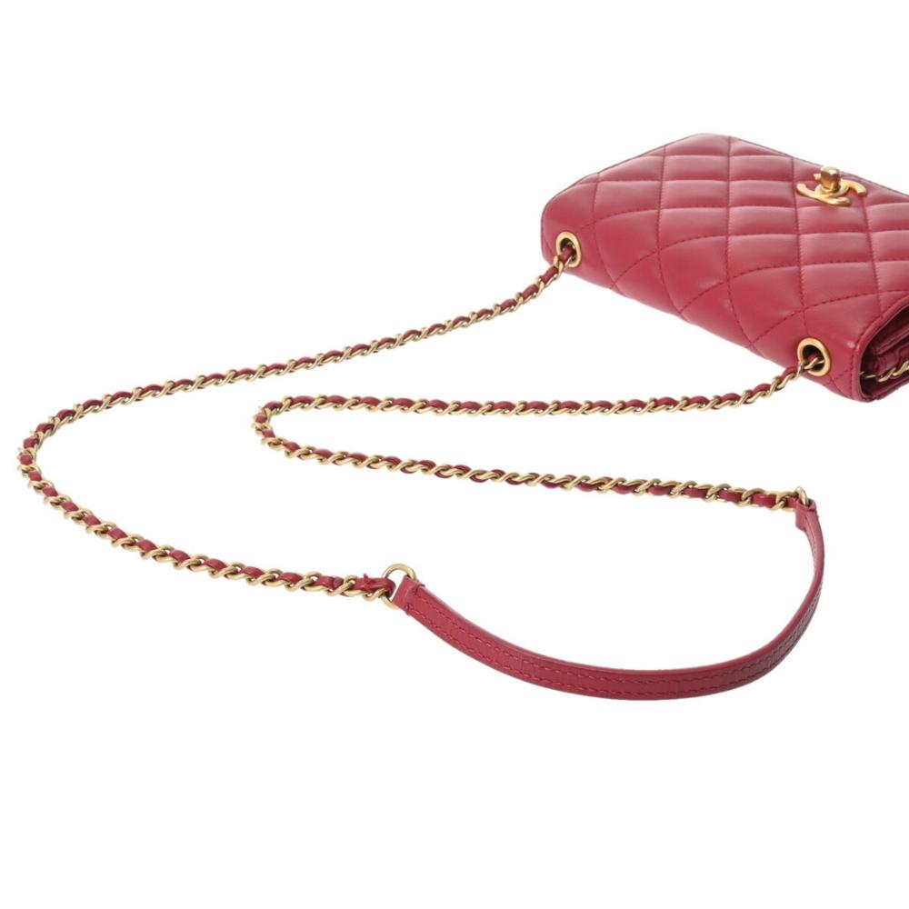 Red Leather Chanel Shoulder Bag