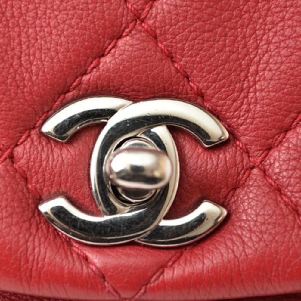 Red Leather Chanel Shoulder Bag