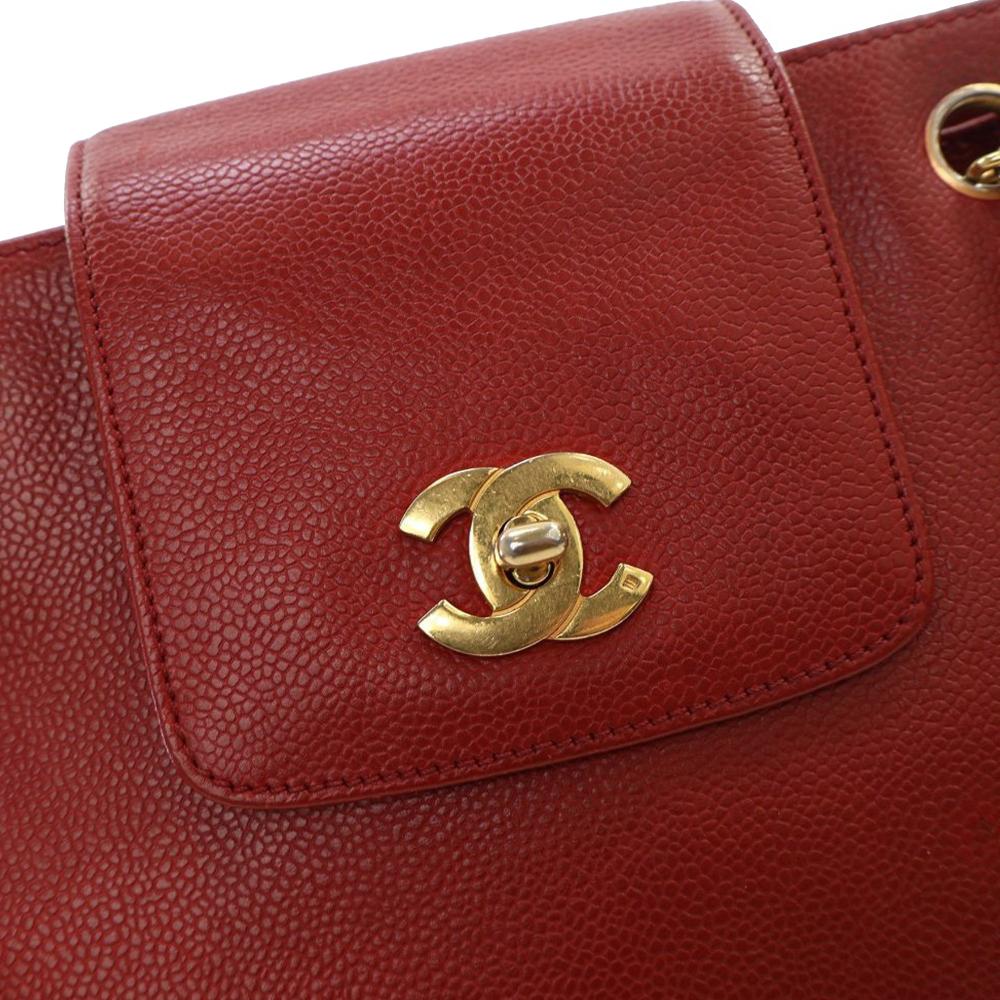 Red Leather Chanel Shoulder Bag