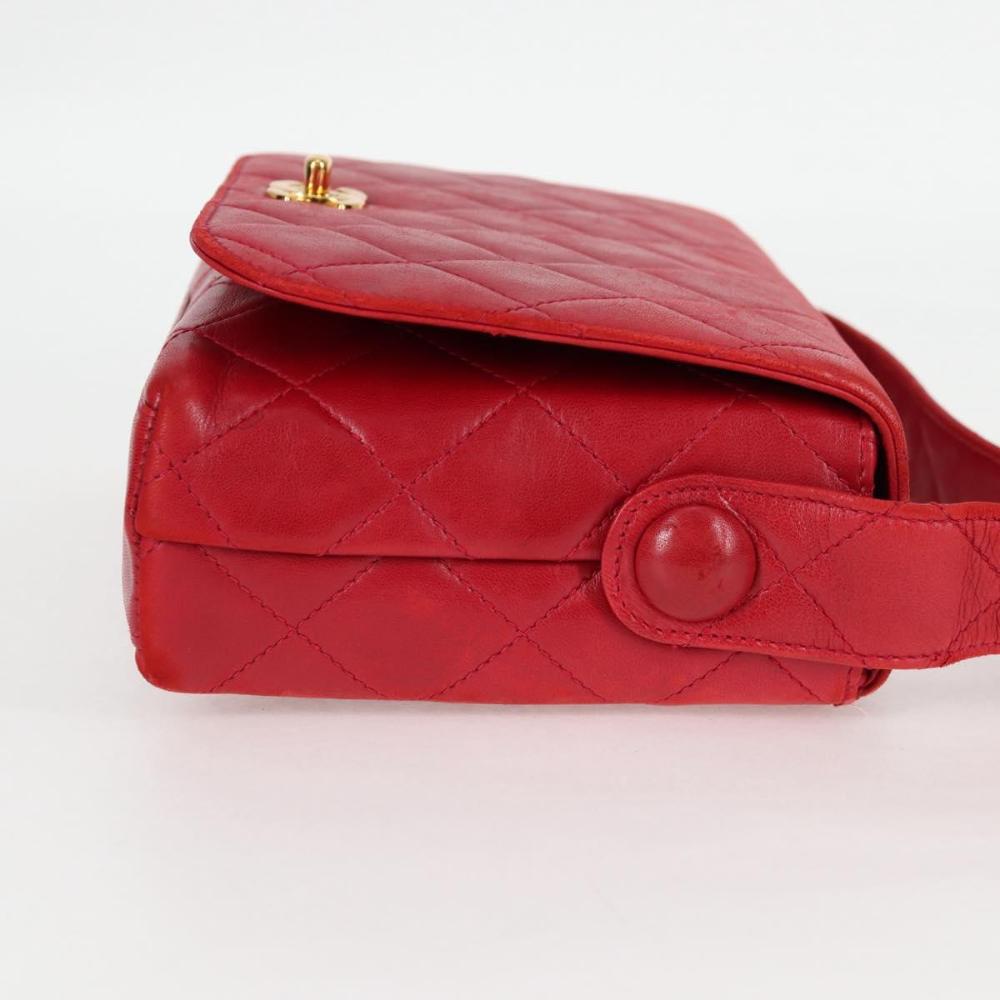 Red Leather Chanel Shoulder Bag