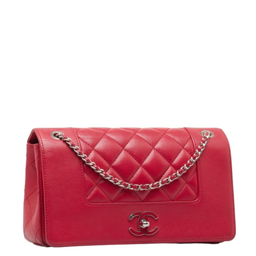 Red Leather Chanel Shoulder Bag