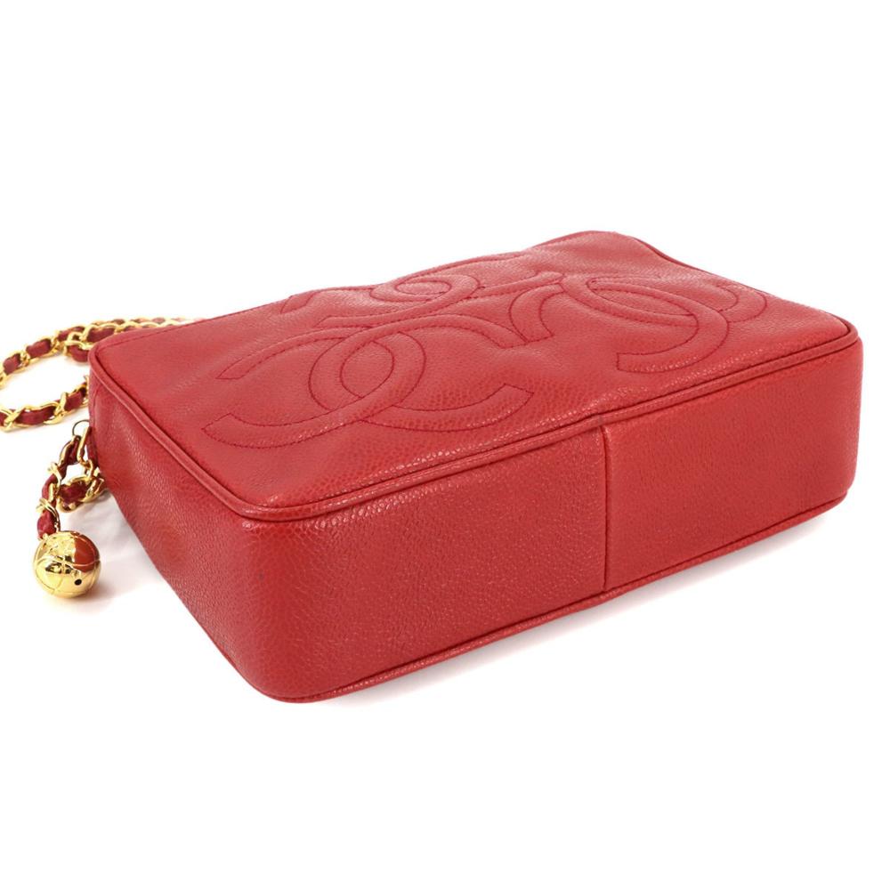 Red Leather Chanel Shoulder Bag