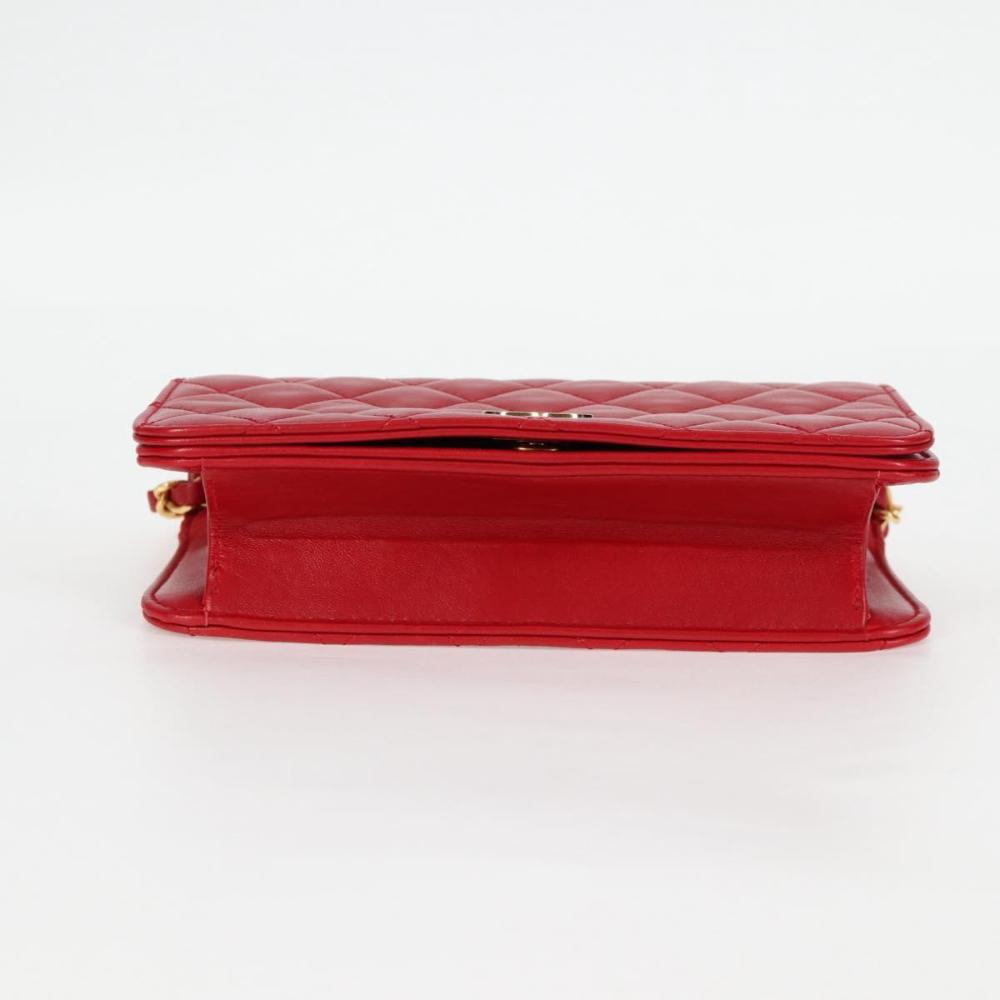 Red Leather Chanel Shoulder Bag