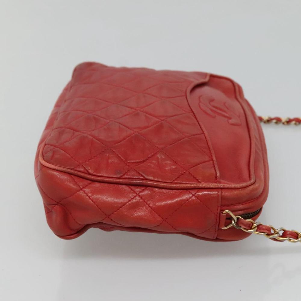 Red Leather Chanel Shoulder Bag