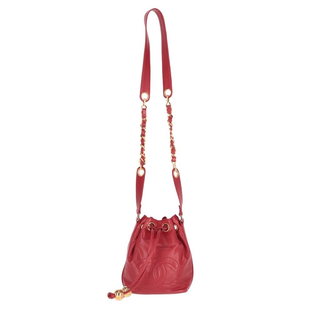 Red Leather Chanel Shoulder Bag
