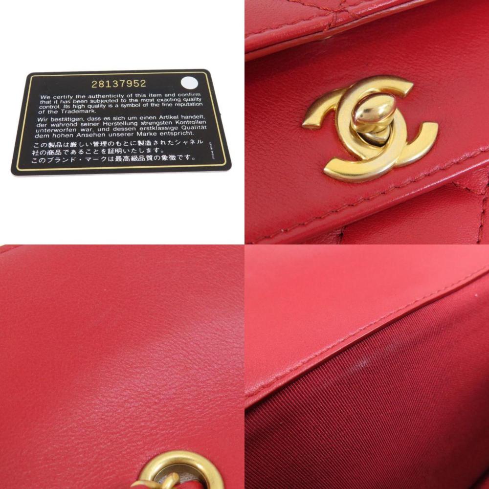 Red Leather Chanel Shoulder Bag