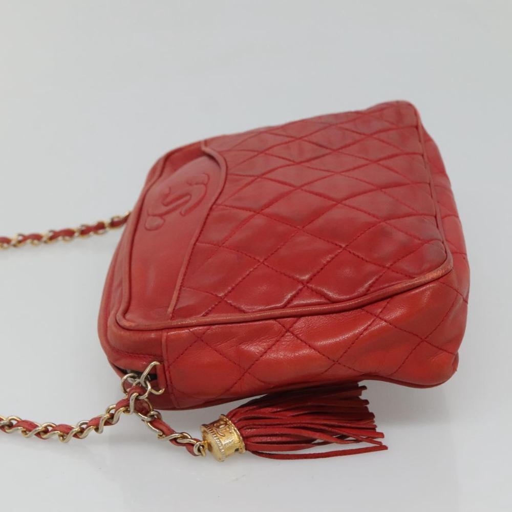 Red Leather Chanel Shoulder Bag