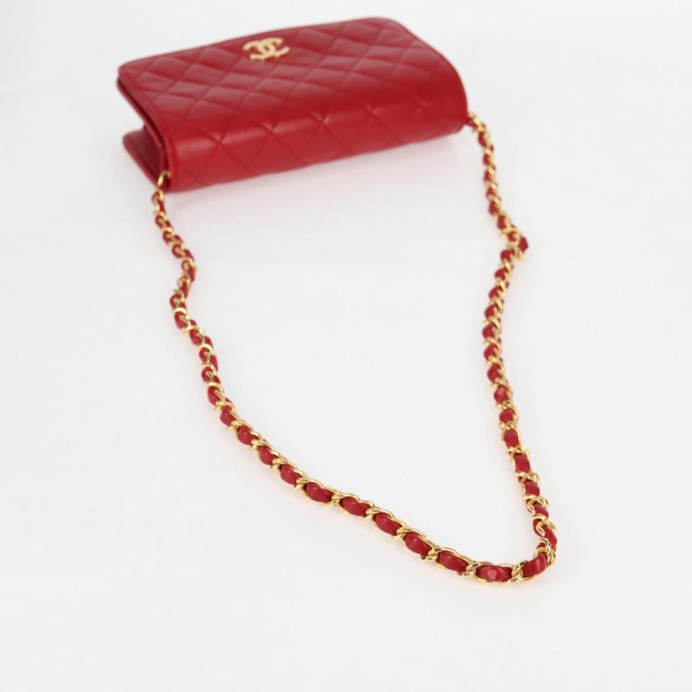 Red Leather Chanel Shoulder Bag