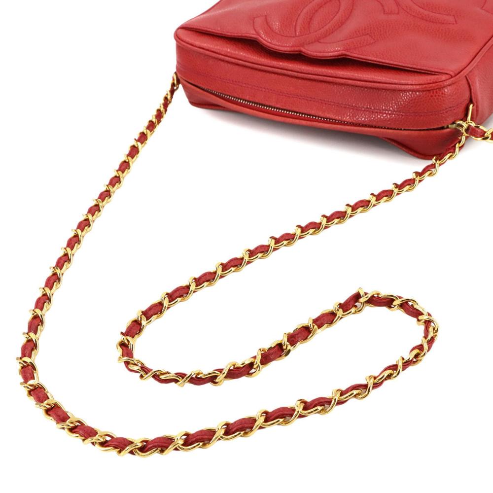 Red Leather Chanel Shoulder Bag