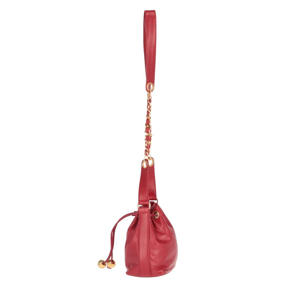 Red Leather Chanel Shoulder Bag