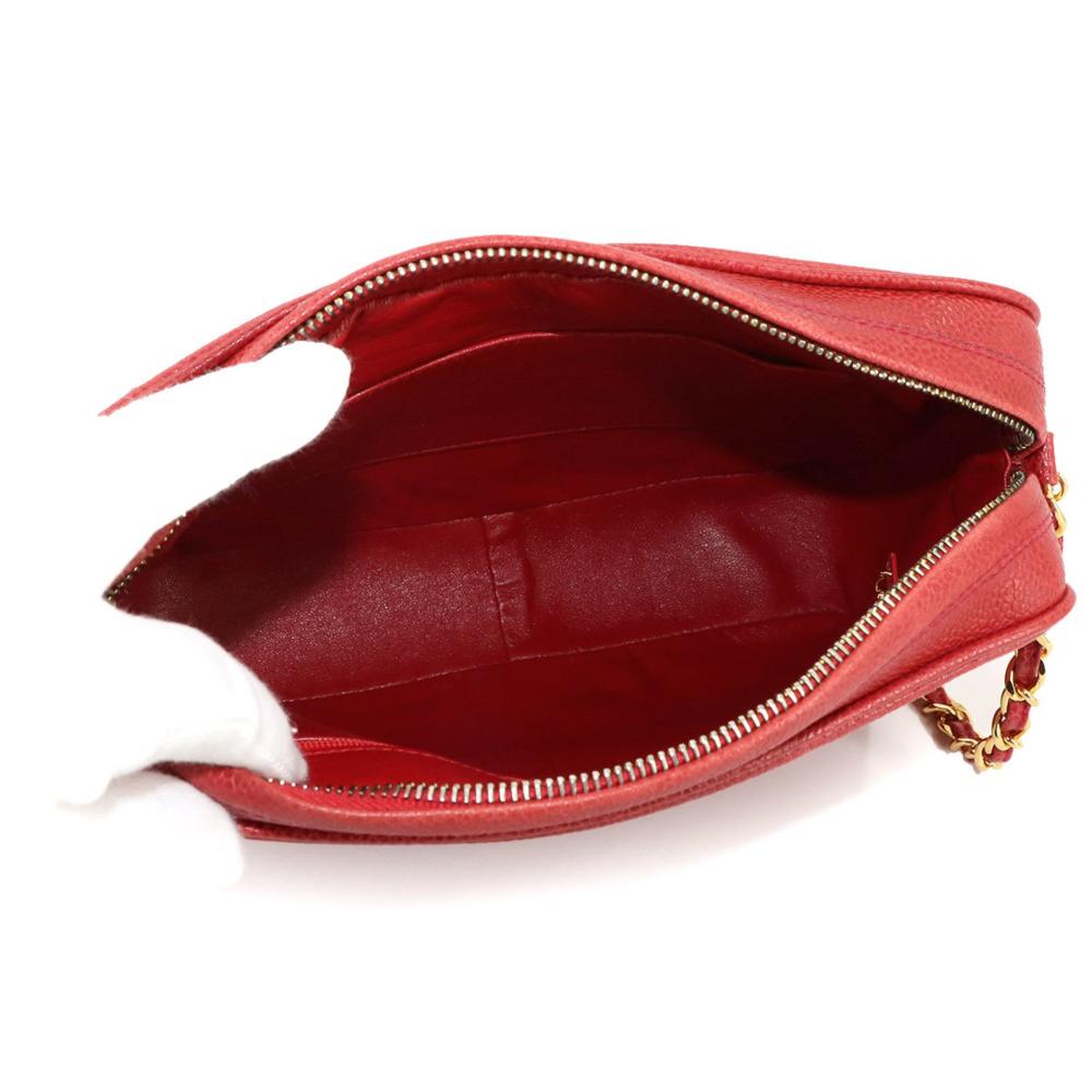 Red Leather Chanel Shoulder Bag