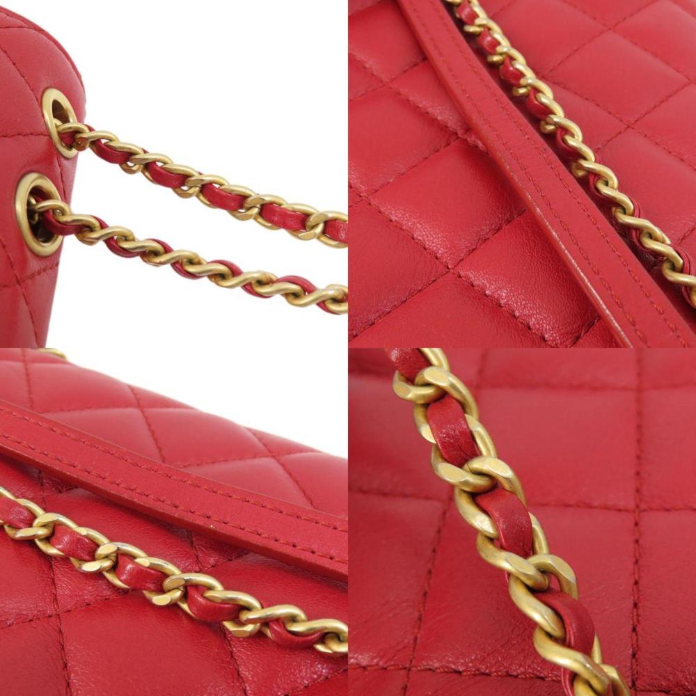 Red Leather Chanel Shoulder Bag