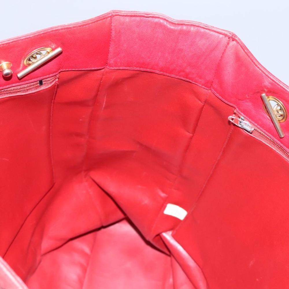 Red Leather Chanel Tote