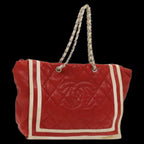 Red Leather Chanel Tote