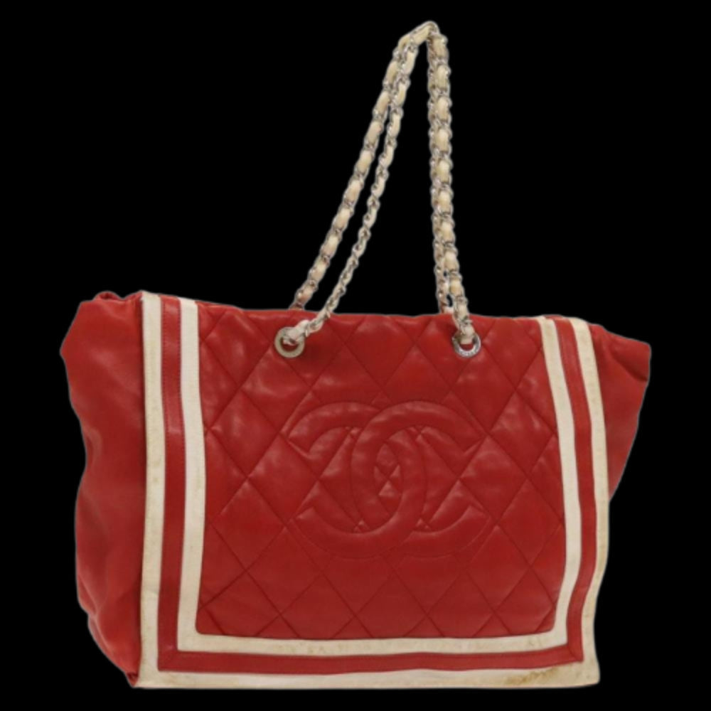 Red Leather Chanel Tote