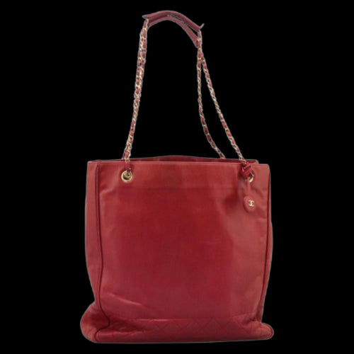 Red Leather Chanel Tote