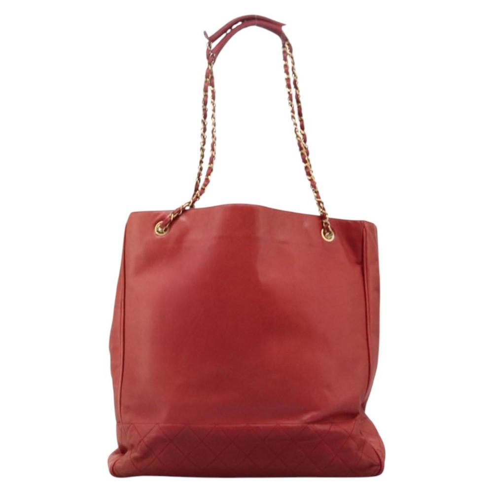 Red Leather Chanel Tote
