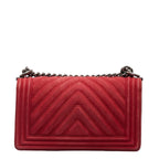 Red Leather Chanel Travel Bag