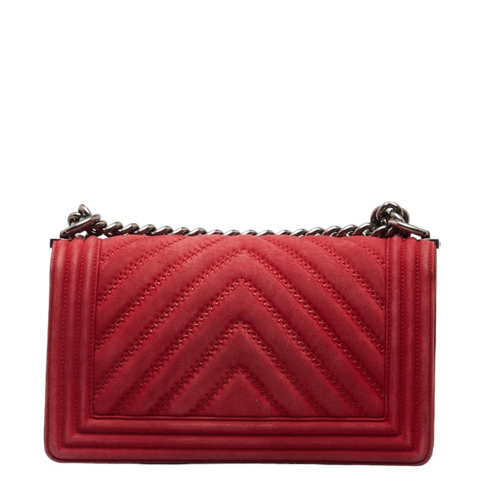 Red Leather Chanel Travel Bag