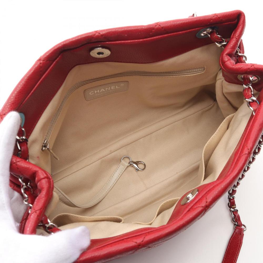 Red Leather Chanel Tote