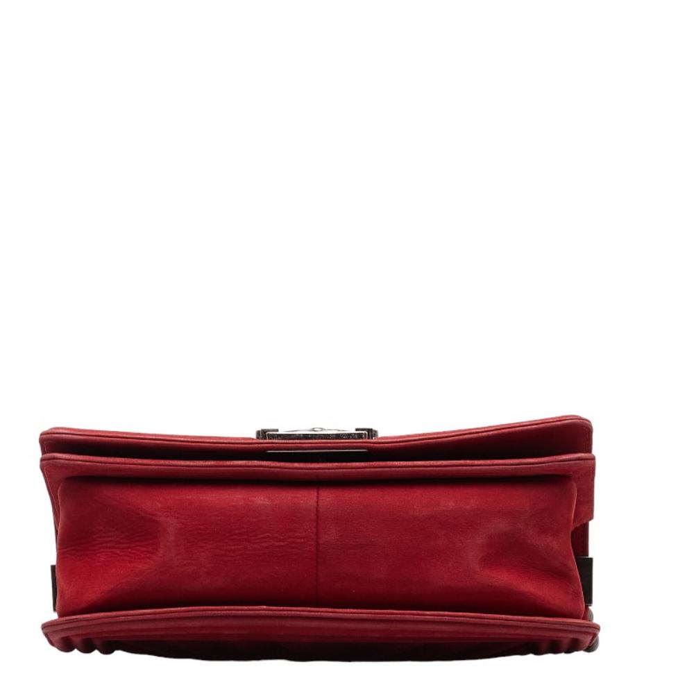 Red Leather Chanel Travel Bag