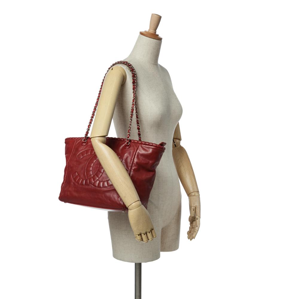 Red Leather Chanel Tote