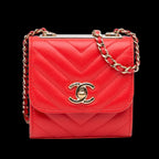 Red Leather Chanel Wallet On Chain