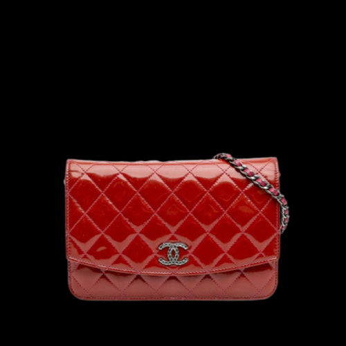 Red Leather Chanel Wallet On Chain
