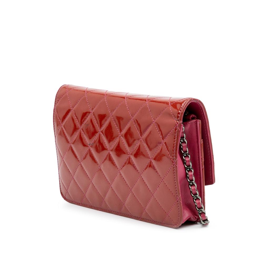 Red Leather Chanel Wallet On Chain