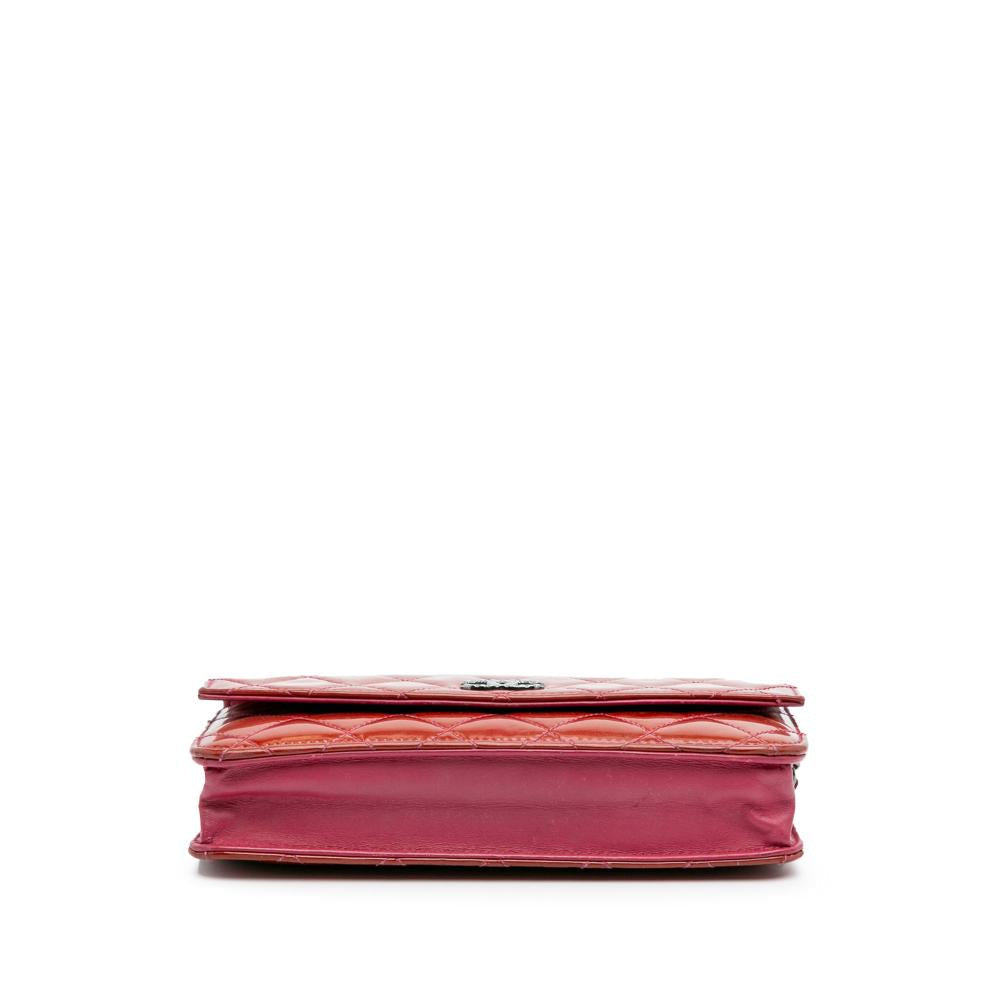 Red Leather Chanel Wallet On Chain