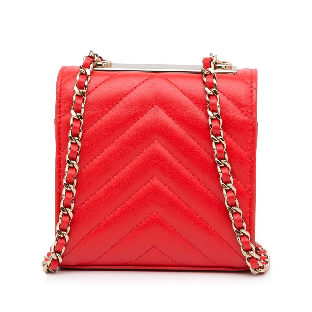 Red Leather Chanel Wallet On Chain