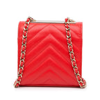 Red Leather Chanel Wallet On Chain