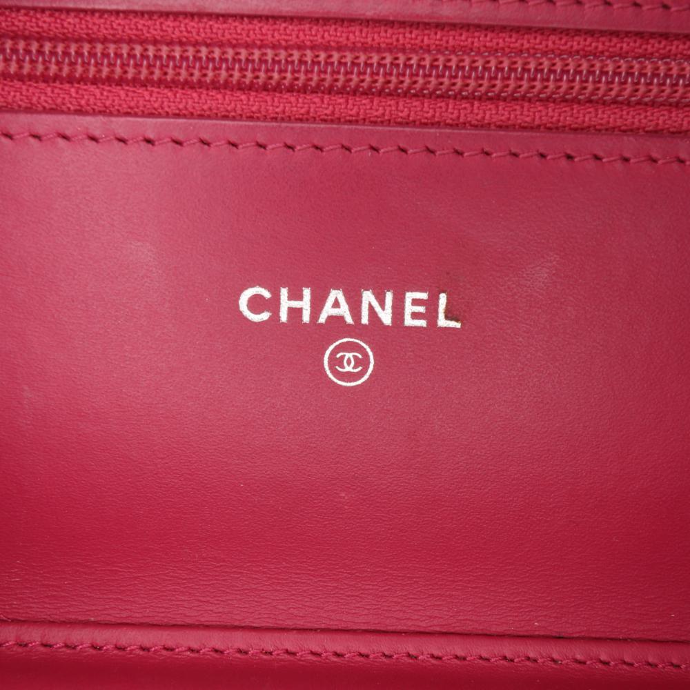 Red Leather Chanel Wallet On Chain