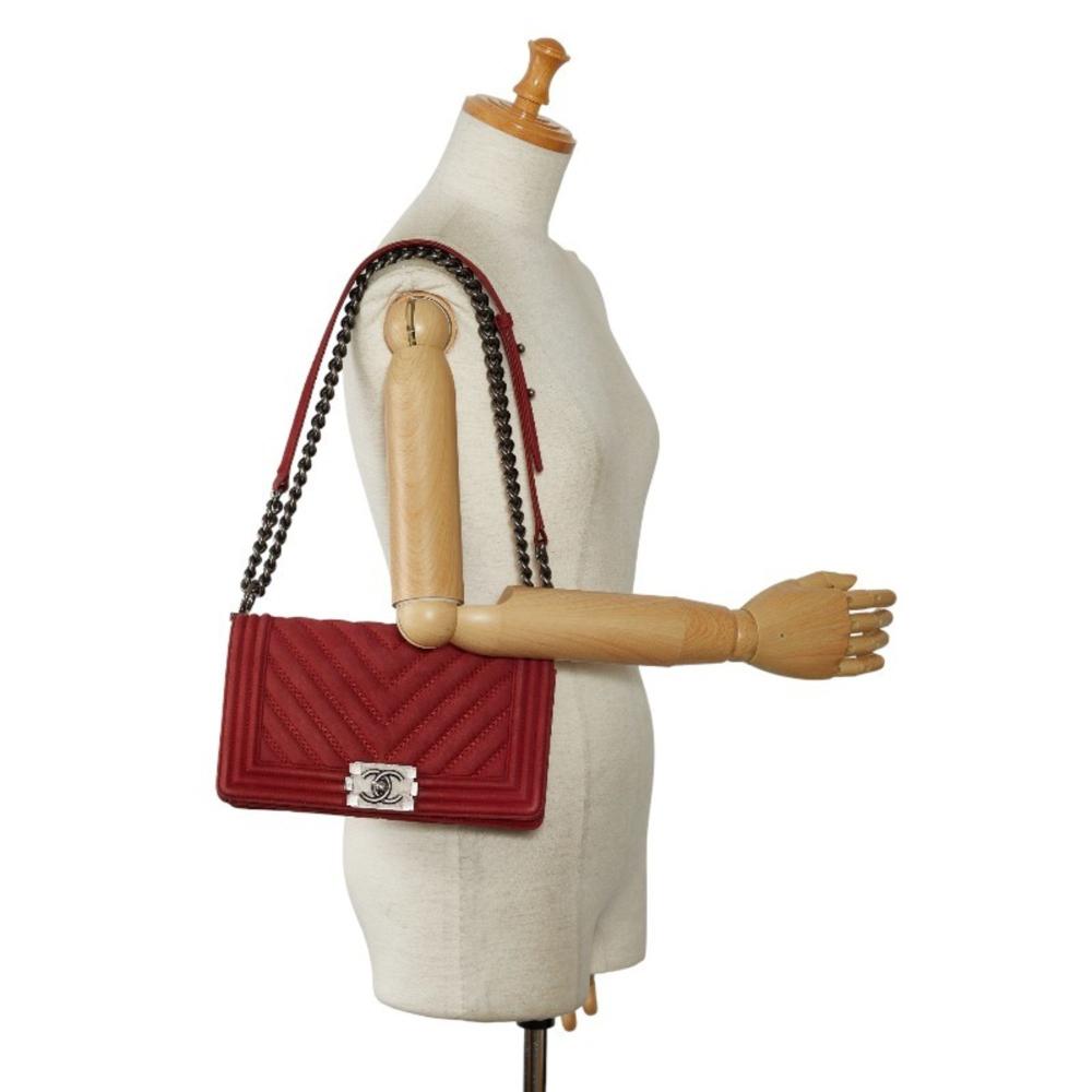 Red Suede Chanel Shoulder Bag