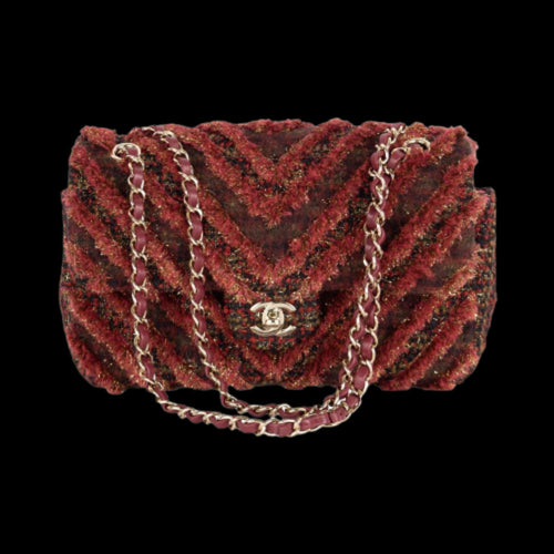 Red Wool Chanel Flap Bag